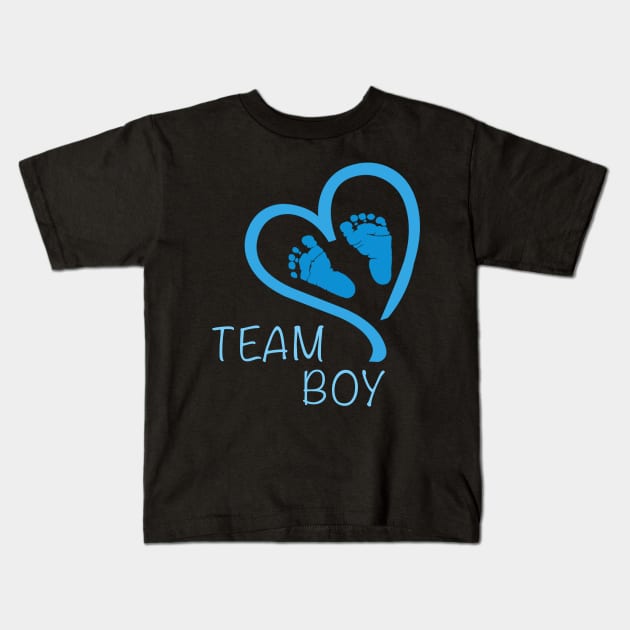 Team Boy Gender Blue Reveal Baby Shower Kids T-Shirt by Saymen Design